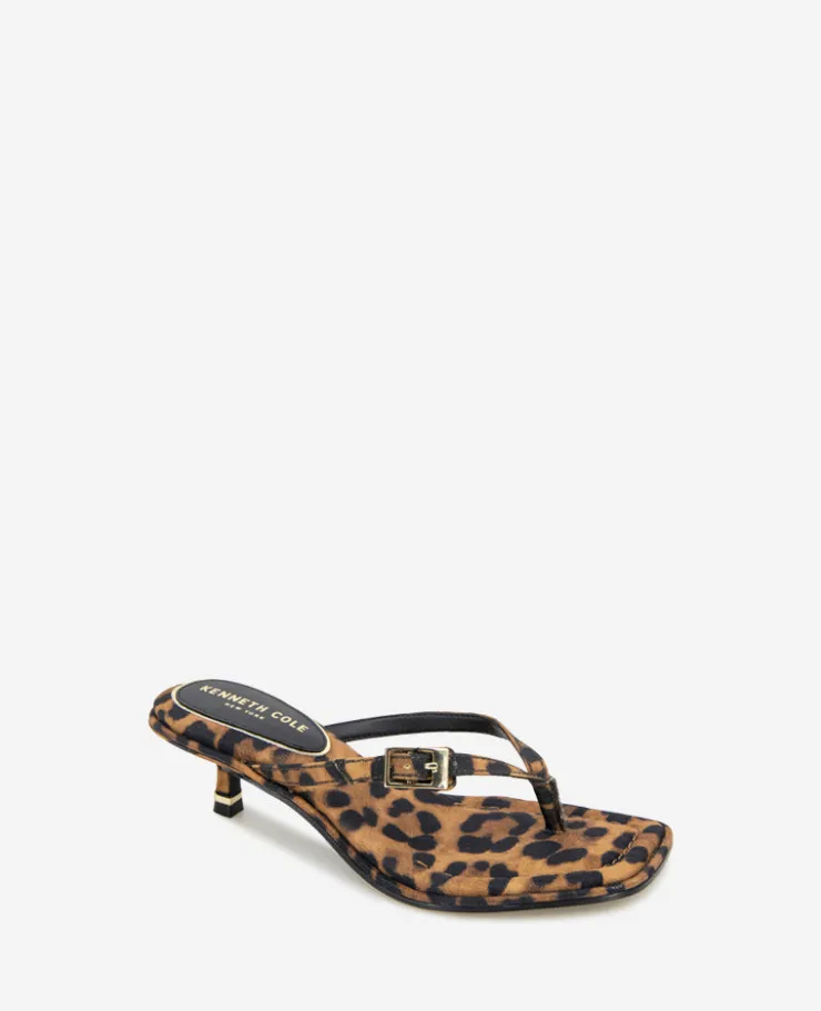 Gillie Leopard Print Kitten Heel Buckle Sandal>Kenneth Cole New