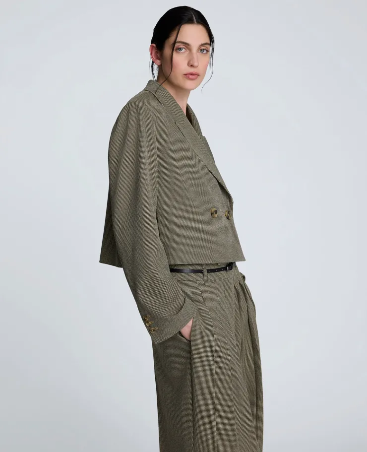 Houndstooth Cropped Double Breasted Jacket>Kenneth Cole Clearance