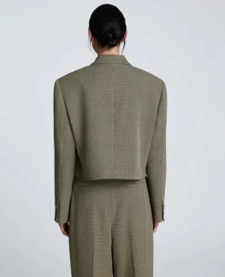 Houndstooth Cropped Double Breasted Jacket><noscript><img width=