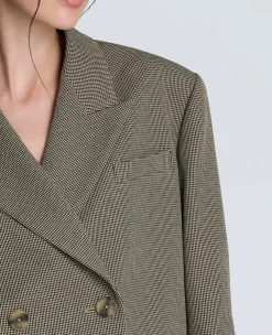 Houndstooth Cropped Double Breasted Jacket><noscript><img width=