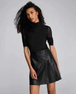 Jodie Mock Neck Mixed Media Dress>Kenneth Cole Online