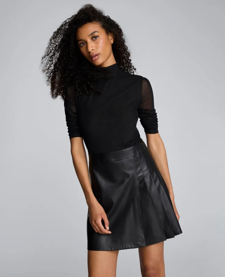 Jodie Mock Neck Mixed Media Dress>Kenneth Cole Online
