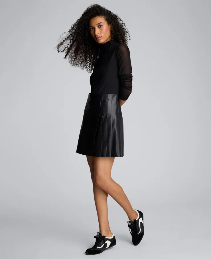 Jodie Mock Neck Mixed Media Dress>Kenneth Cole Online