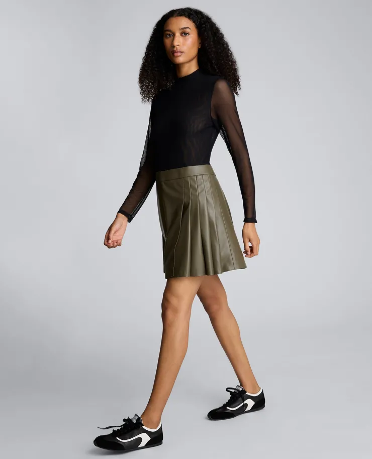 Jodie Mock Neck Mixed Media Dress>Kenneth Cole Online