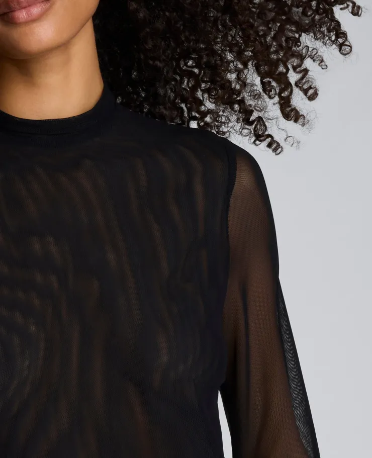 Jodie Mock Neck Mixed Media Dress>Kenneth Cole Online