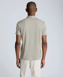 Knit Two-Toned Button Polo><noscript><img width=