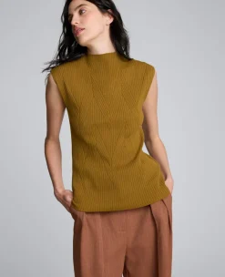 Large Chevron Stitch Sleeveless Mock Neck Sweater>Kenneth Cole Sale