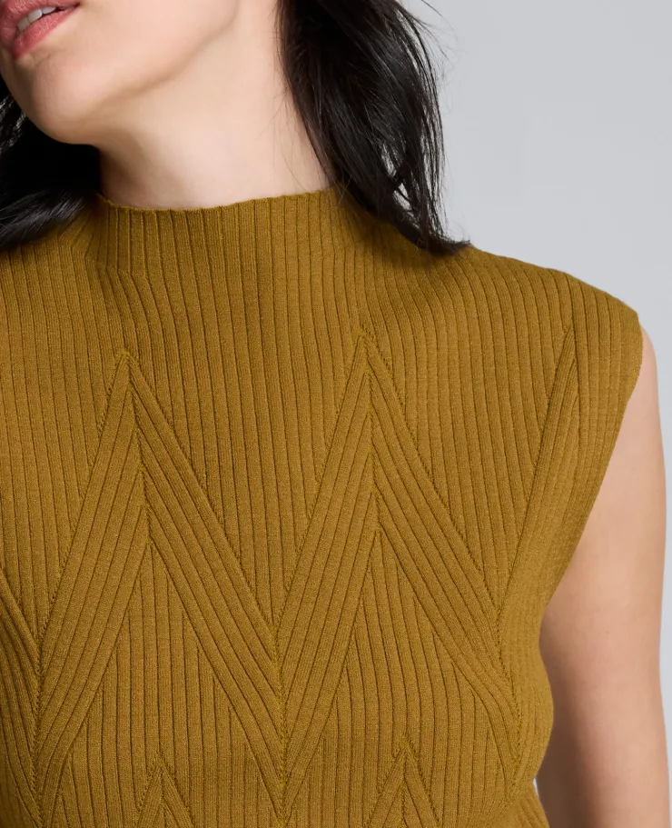 Large Chevron Stitch Sleeveless Mock Neck Sweater>Kenneth Cole Sale