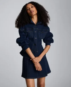 Long Sleeve Denim Corset Trucker Jacket>Kenneth Cole Sale