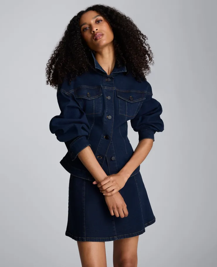 Long Sleeve Denim Corset Trucker Jacket>Kenneth Cole Sale