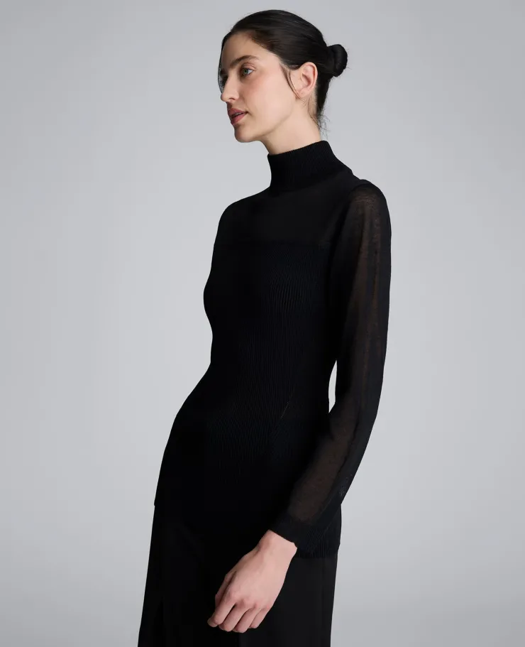 Long Sleeve Mockneck Sweater with Sheer Placket>Kenneth Cole Outlet