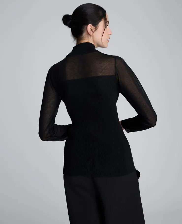 Long Sleeve Mockneck Sweater with Sheer Placket>Kenneth Cole Outlet