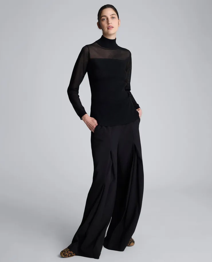 Long Sleeve Mockneck Sweater with Sheer Placket>Kenneth Cole Outlet