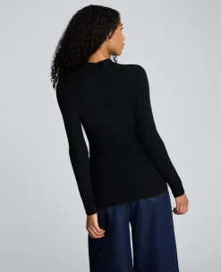 Long Sleeve Ribbed Mock Neck Sweater><noscript><img width=