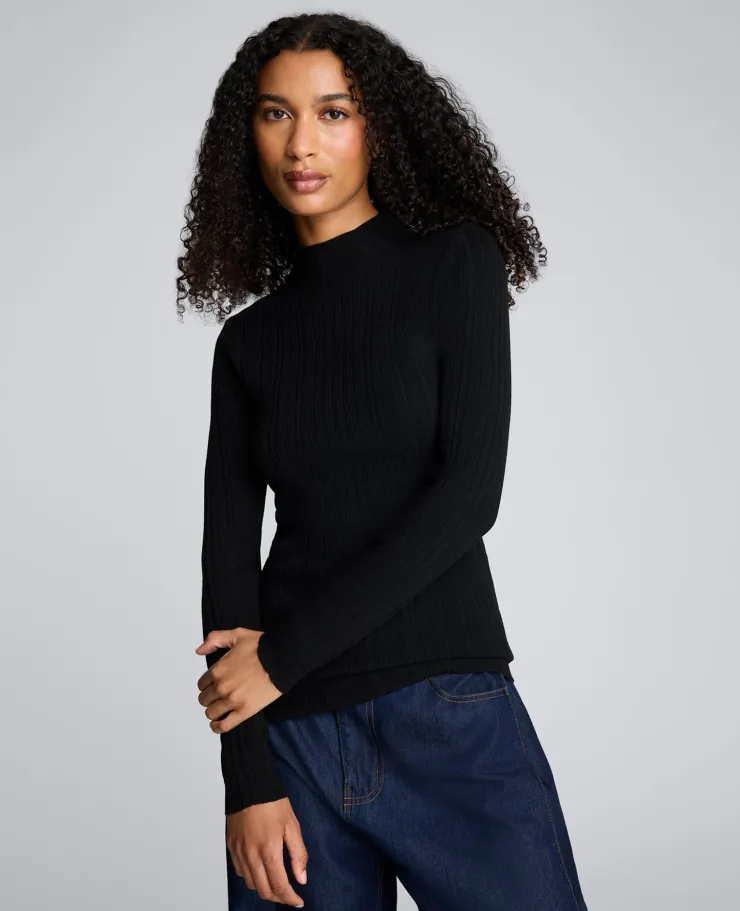 Long Sleeve Ribbed Mock Neck Sweater>Kenneth Cole Sale
