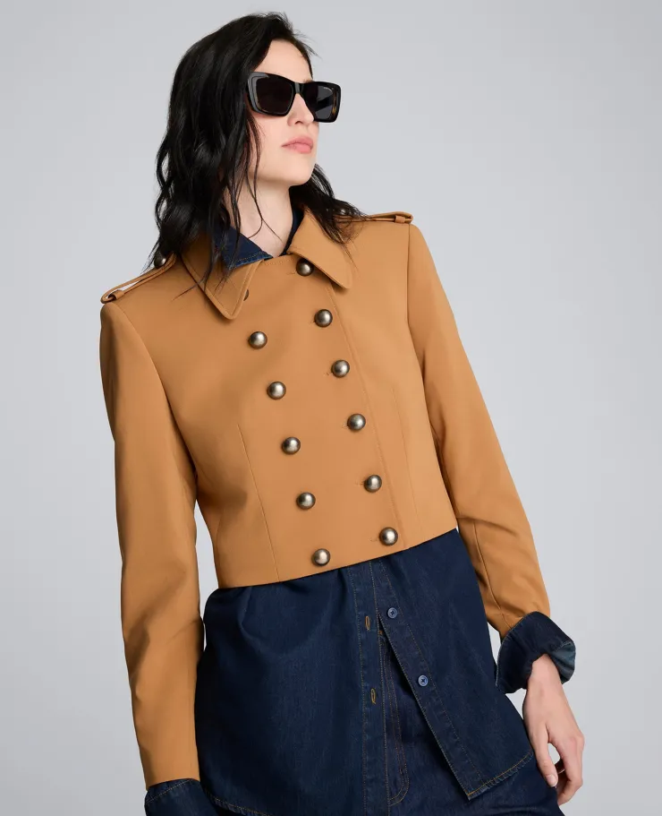 Luxe Twill Cropped Military Jacket>Kenneth Cole New