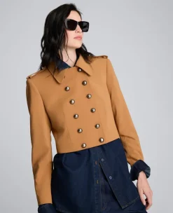Luxe Twill Cropped Military Jacket>Kenneth Cole New