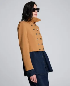Luxe Twill Cropped Military Jacket><noscript><img width=