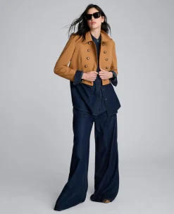 Luxe Twill Cropped Military Jacket><noscript><img width=