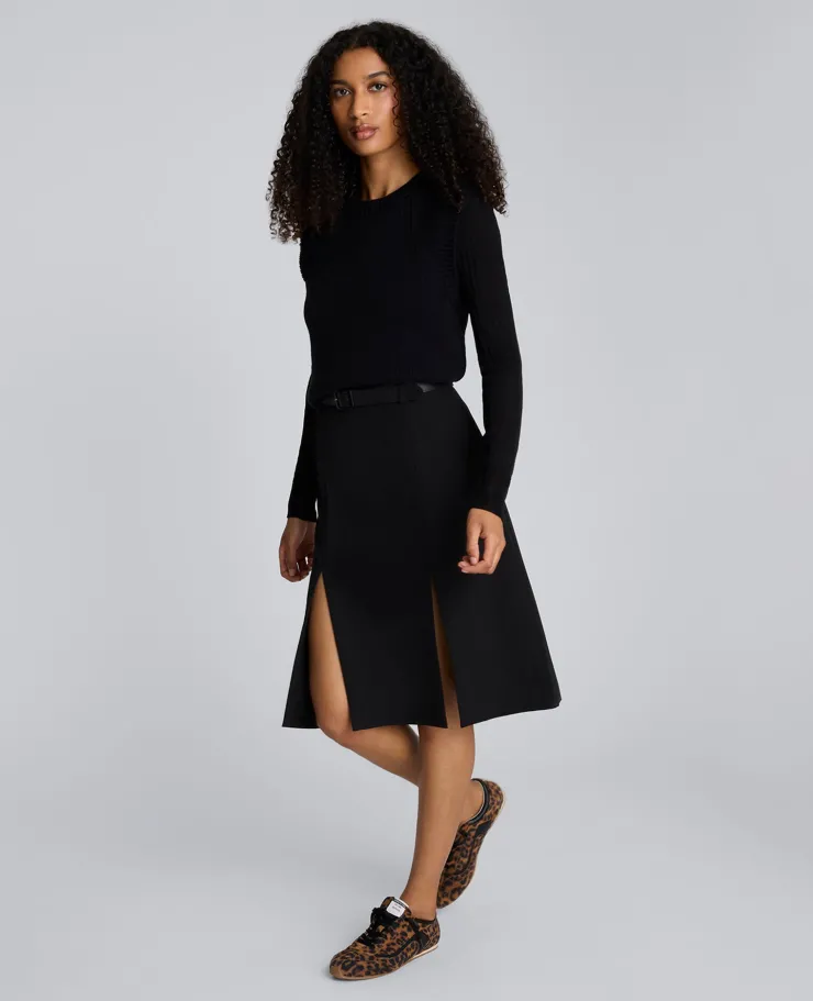 Luxe Twill Paneled Skirt with Slits>Kenneth Cole Sale
