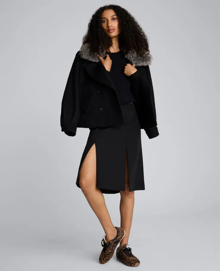 Luxe Twill Paneled Skirt with Slits>Kenneth Cole Sale