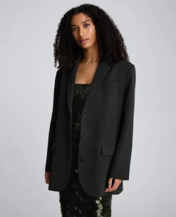 Luxe Twill Three Button Boyfriend Blazer><noscript><img width=