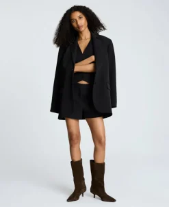 Luxe Twill Two Button Boyfriend Jacket><noscript><img width=
