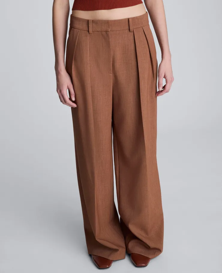 Melange High Rise Fly Front Double Pleat Wide Leg Pant>Kenneth Cole Online