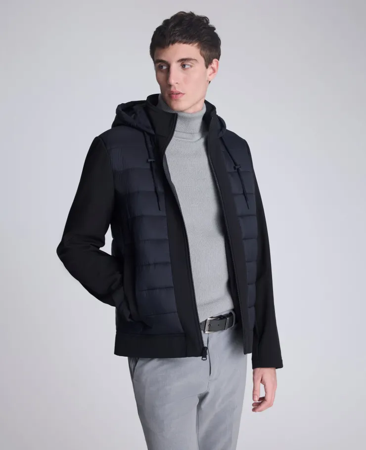 Mixed Media Hooded Soft Shell Jacket>Kenneth Cole Online