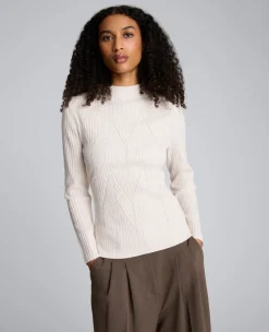 Mock Neck Long Sleeve Rib Chevron Sweater>Kenneth Cole Clearance