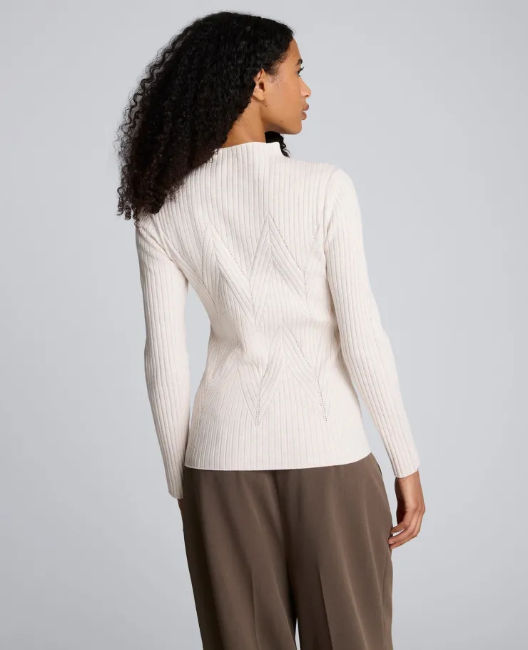 Mock Neck Long Sleeve Rib Chevron Sweater>Kenneth Cole Clearance