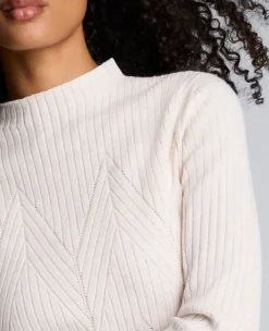 Mock Neck Long Sleeve Rib Chevron Sweater><noscript><img width=