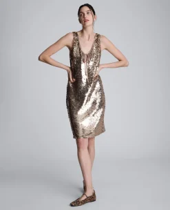 Pailette Sequin Sleeveless V-Neck Mini Dress><noscript><img width=