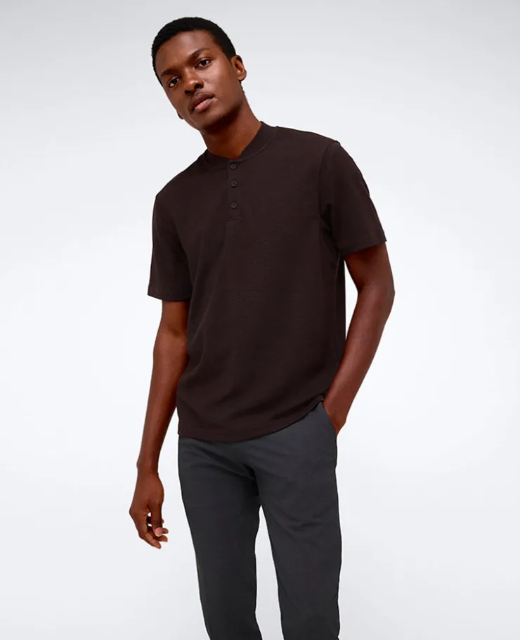 Performance Band-Collar Henley>Kenneth Cole New