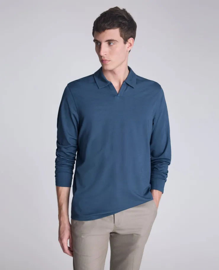 Performance Long Sleeve Johnny Collar Polo>Kenneth Cole Hot