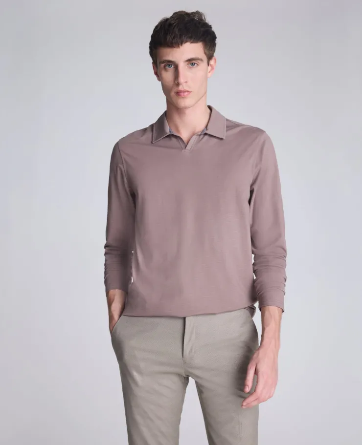 Performance Long Sleeve Johnny Collar Polo>Kenneth Cole Sale