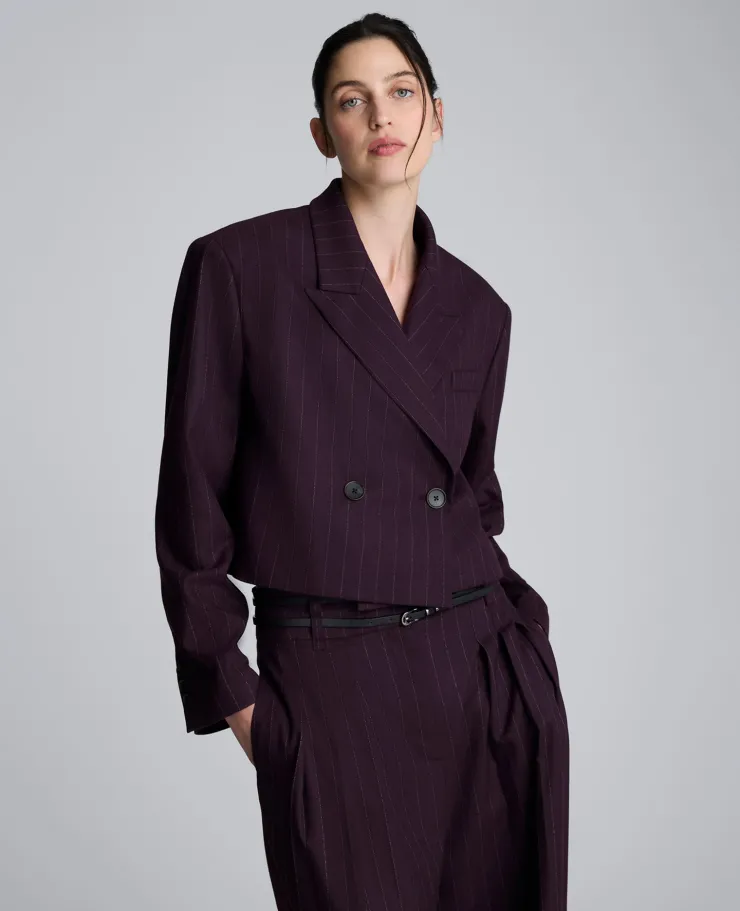 Pinstripe Double Breasted Cropped Jacket>Kenneth Cole Clearance