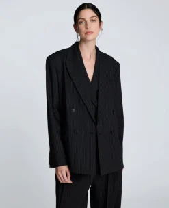 Pinstripe Double Breasted Boyfriend Jacket>Kenneth Cole New