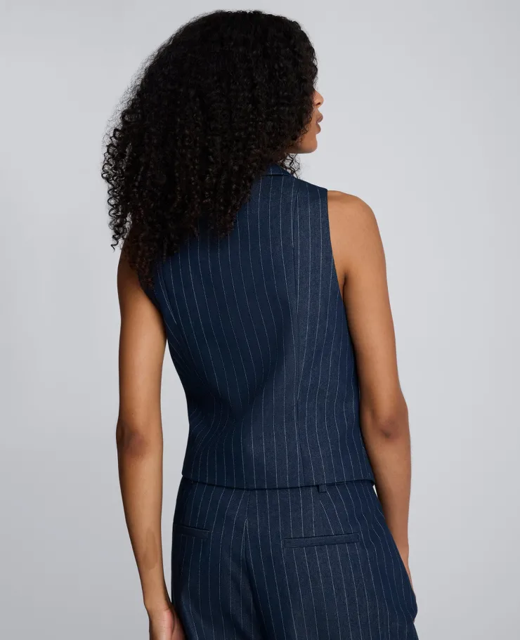 Pinstripe Fitted One Button Vest>Kenneth Cole Discount