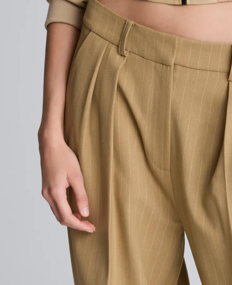 Pinstripe High Rise Fly Front Double Pleat Wide Leg Pant>Kenneth Cole