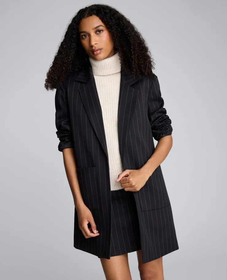 Pinstripe Patch Pocket Open Front Jacket>Kenneth Cole Clearance