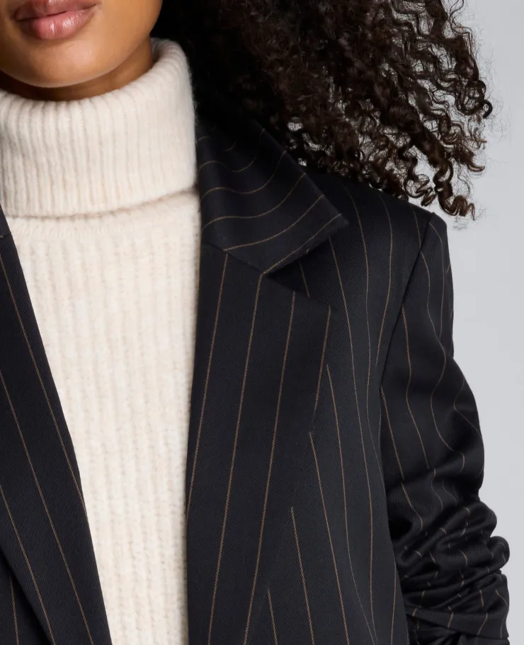 Pinstripe Patch Pocket Open Front Jacket>Kenneth Cole Clearance