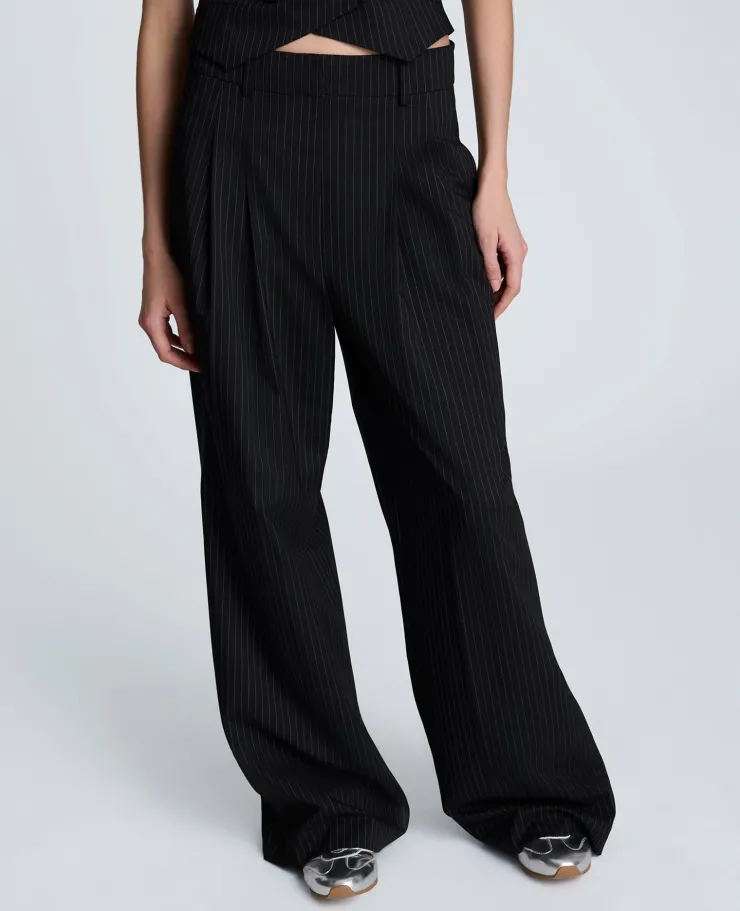 Pinstripe Pleat Front Wide Leg Pant>Kenneth Cole New