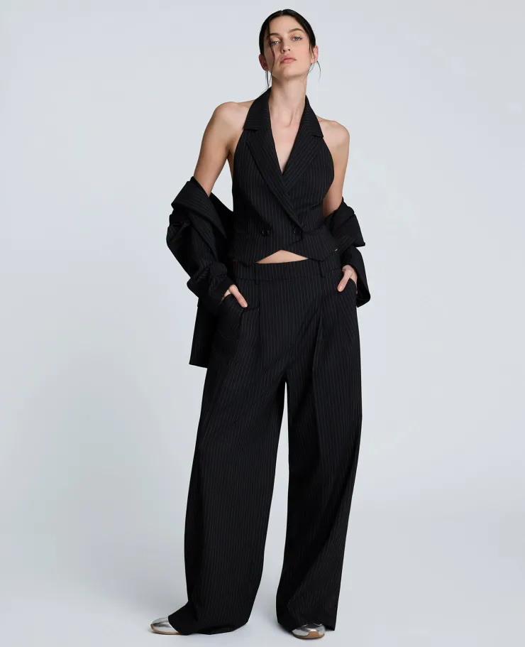 Pinstripe Pleat Front Wide Leg Pant>Kenneth Cole New