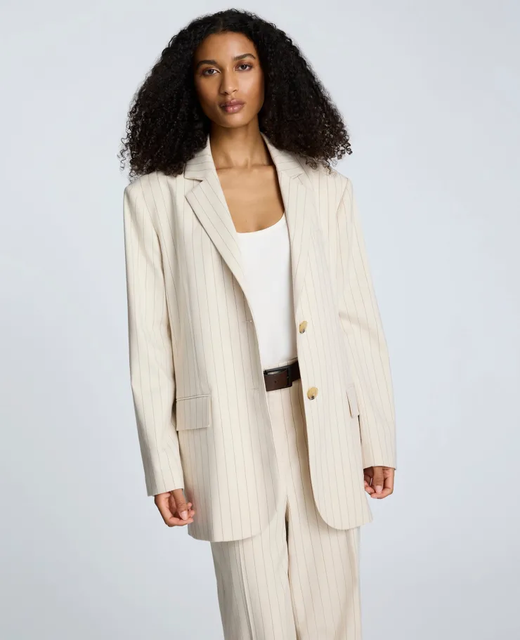 Pinstripe Relaxed Fit Boyfriend Blazer>Kenneth Cole Clearance