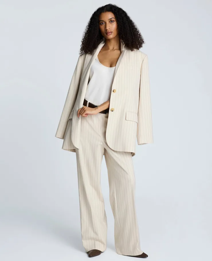 Pinstripe Relaxed Fit Boyfriend Blazer>Kenneth Cole Clearance