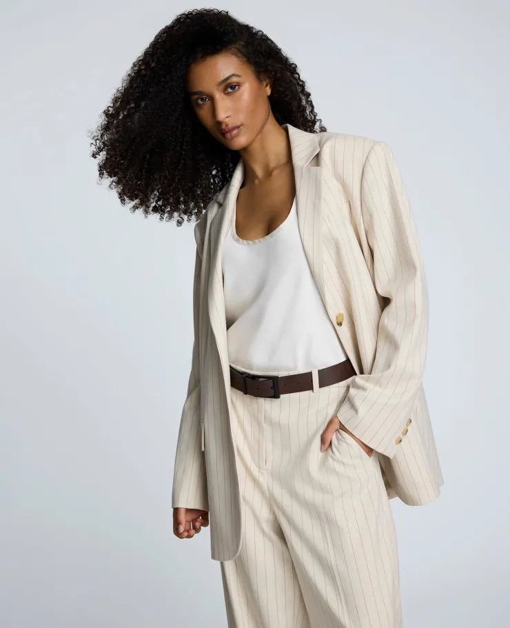 Pinstripe Relaxed Fit Boyfriend Blazer>Kenneth Cole Clearance