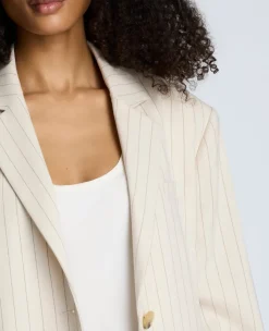 Pinstripe Relaxed Fit Boyfriend Blazer><noscript><img width=