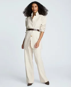 Pinstripe Relaxed Fit Boyfriend Blazer><noscript><img width=