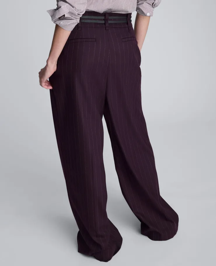 Pinstripe Wide Leg Double Belted Pant>Kenneth Cole Best